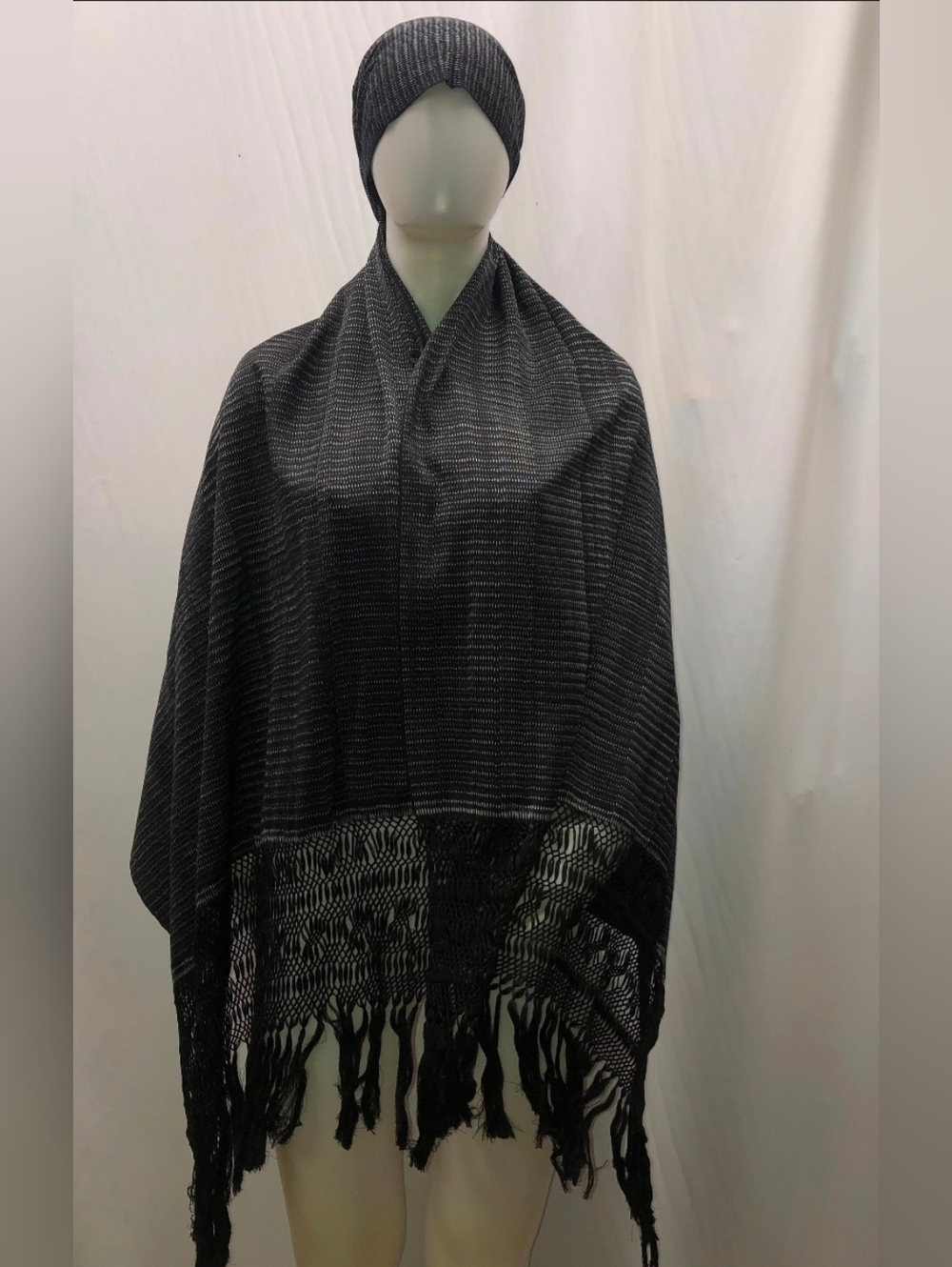 Black Fringed Shawl Scarf - Classic Women’s Accessory